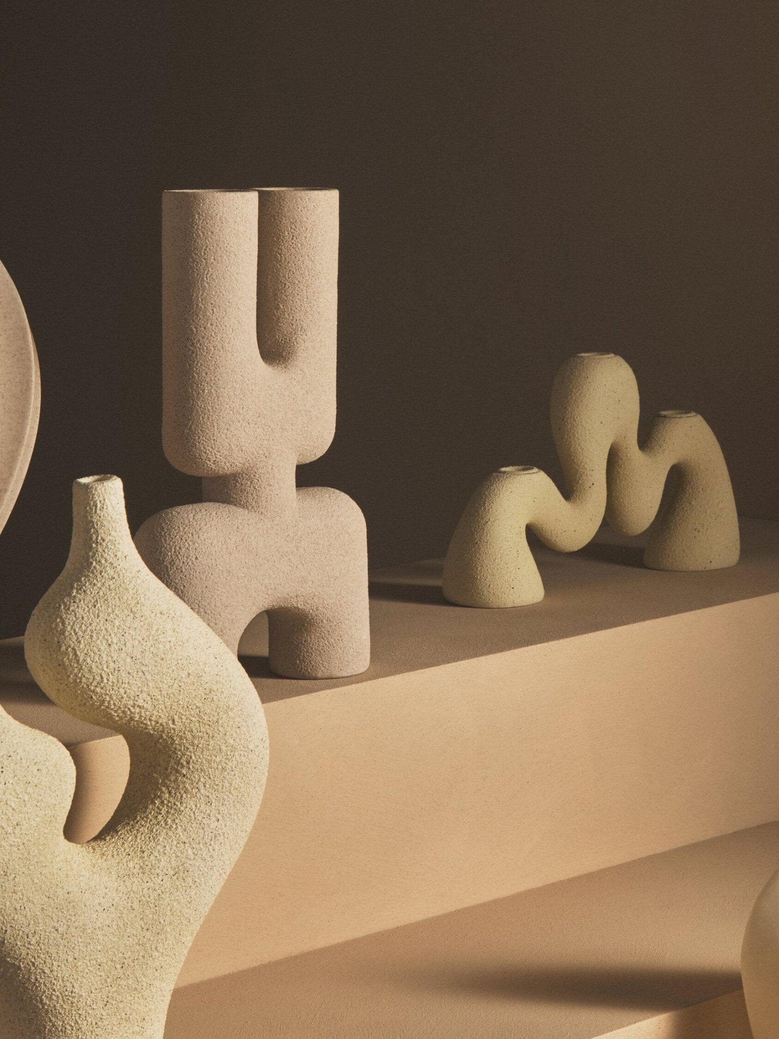 Broc Cream Textured Sculptural Vase | Luxury Home Accessories | Heulog Glow