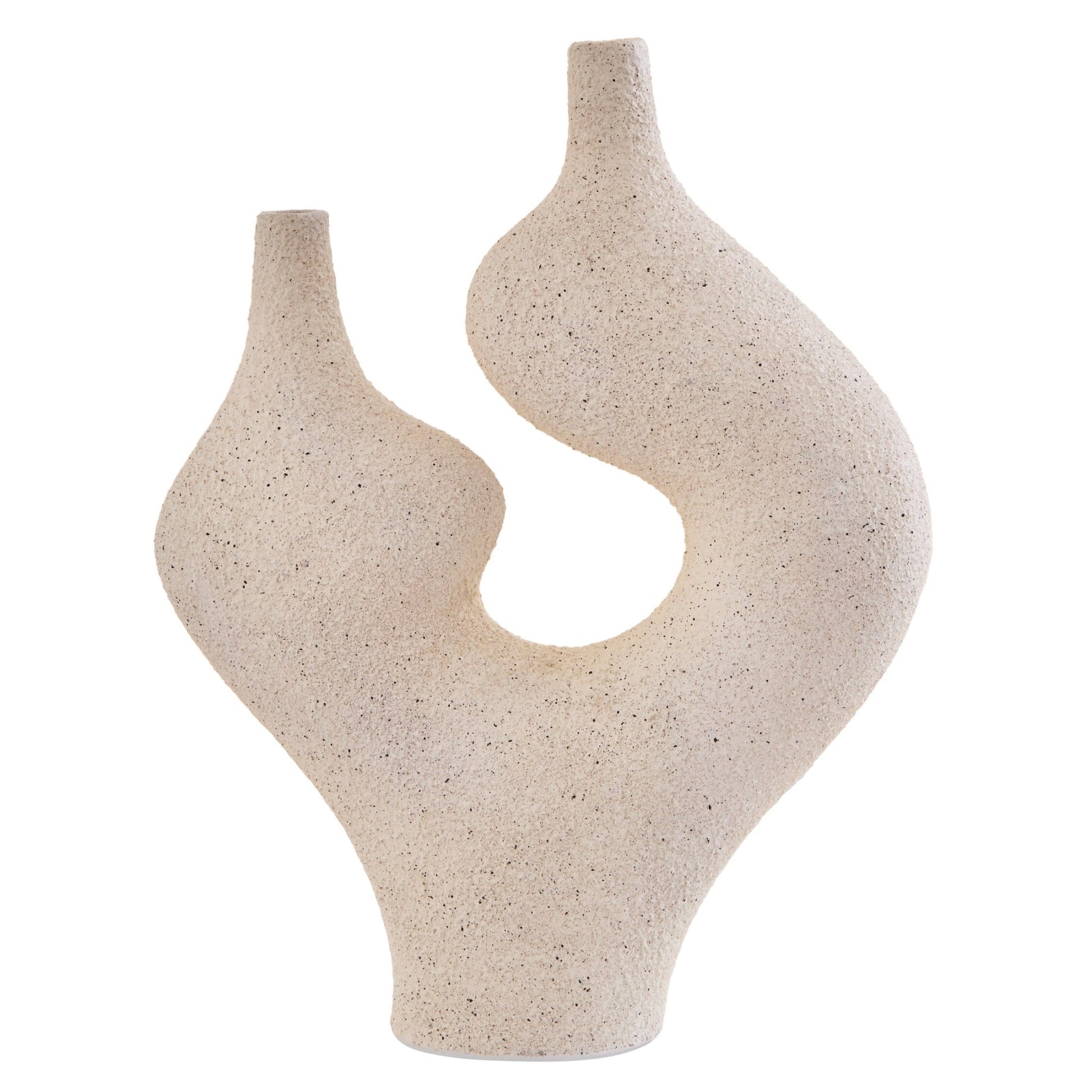 Broc Cream Textured Sculptural Vase | Luxury Home Accessories | Heulog Glow