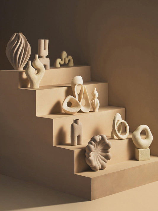 Broc Cream Textured Sculptural Vase | Luxury Home Accessories | Heulog Glow