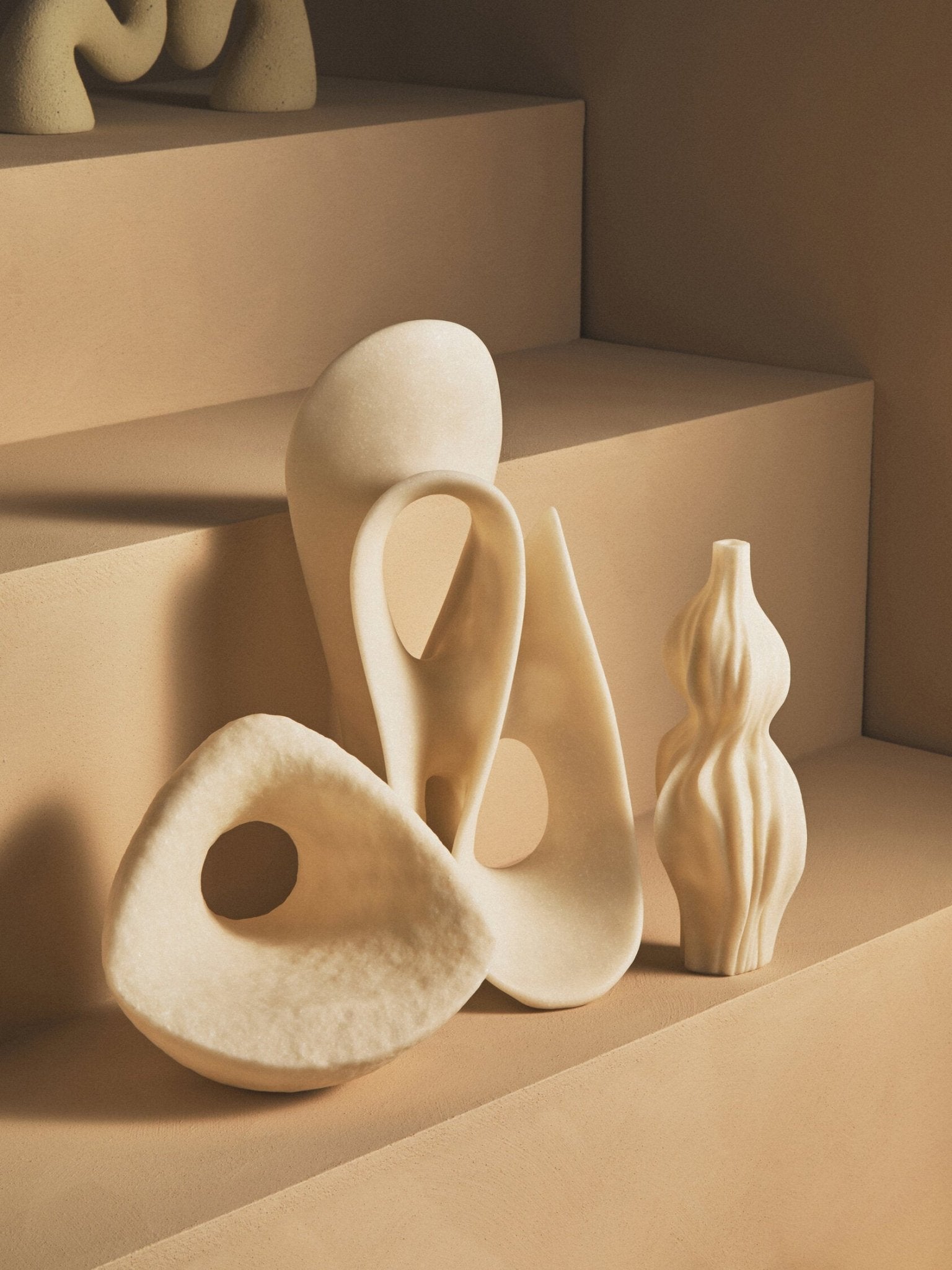 Broc Large White Marble Effect Abstract Loop Sculpture | Luxury Home Accessories | Heulog Glow