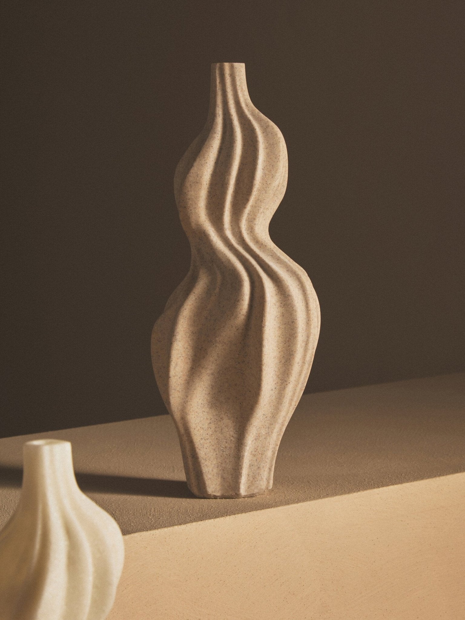 Broc Sandstone Effect Organic Twist Vase | Luxury Home Accessories | Heulog Glow