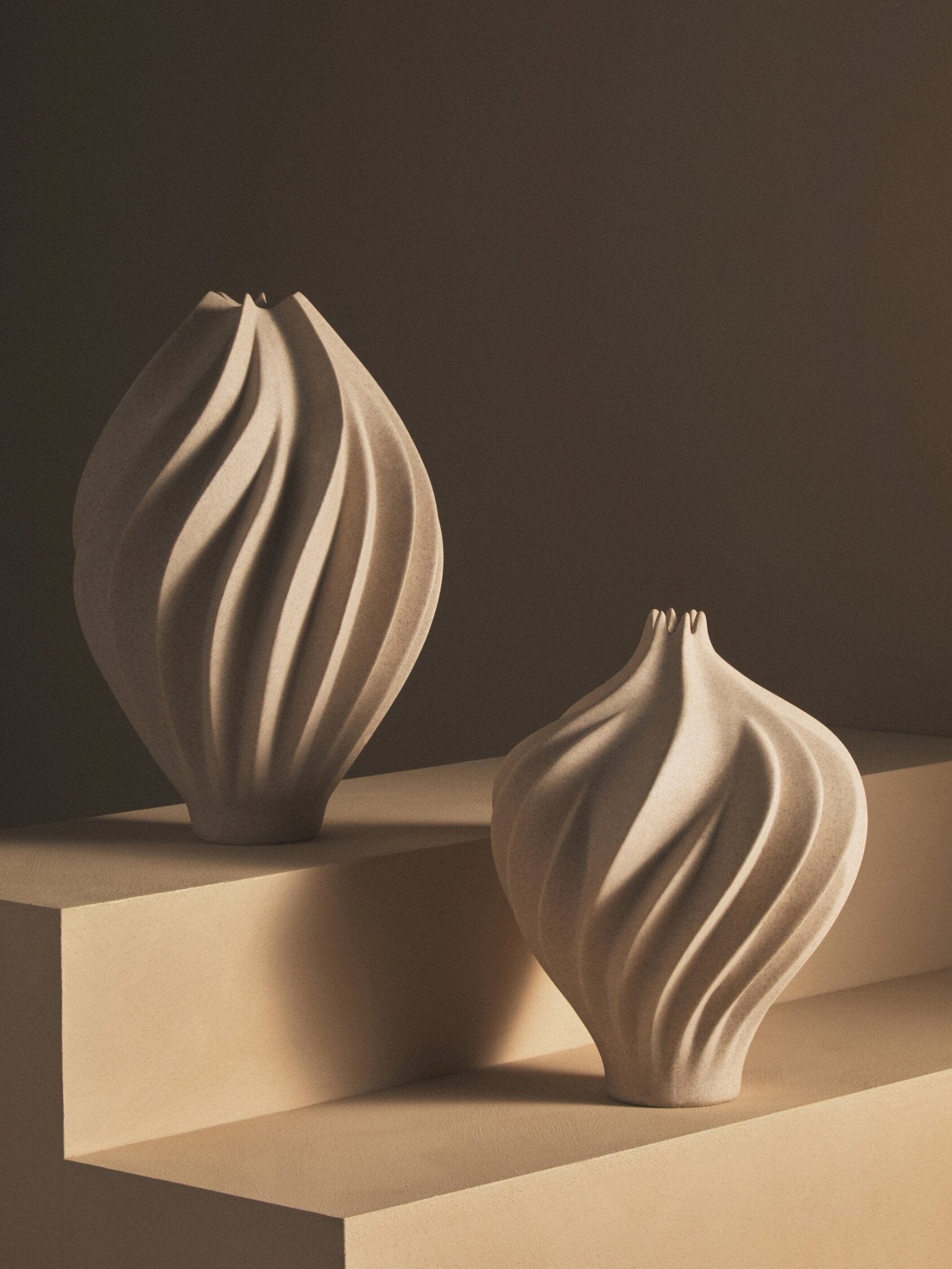 Broc Small Sandstone Effect Organic Vase | Luxury Home Accessories | Heulog Glow