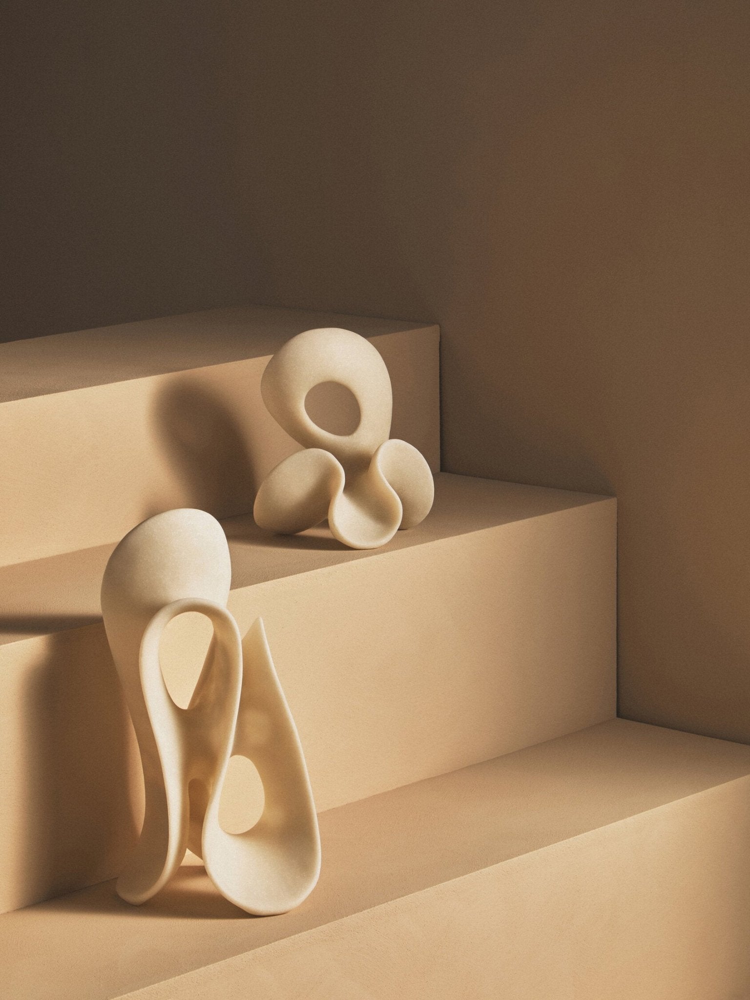 Broc Small White Marble Effect Abstract Loop Sculpture | Luxury Home Accessories | Heulog Glow