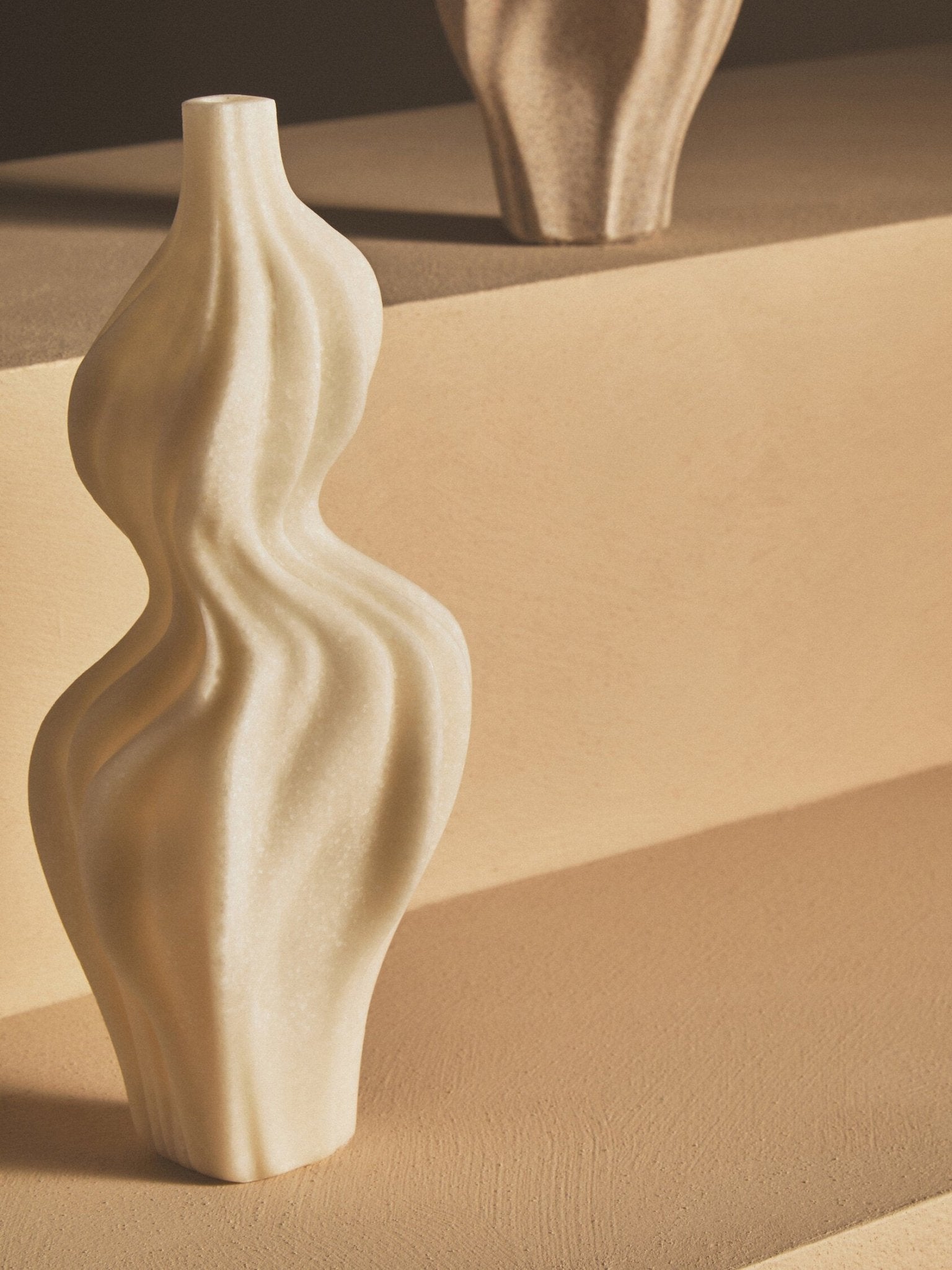 Broc White Marble Effect Organic Twist Vase | Luxury Home Accessories | Heulog Glow