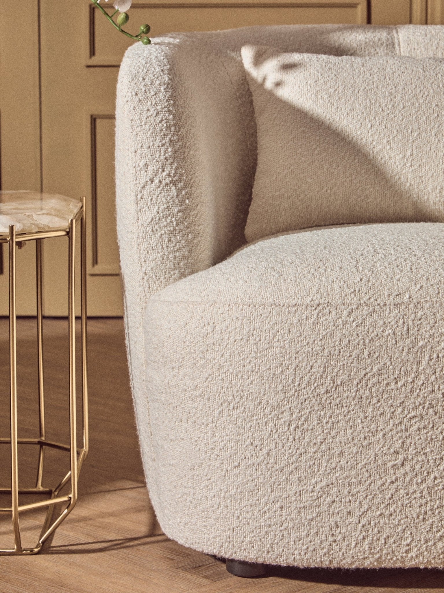 Bruge Textured Cream Curved Chair | Luxury Home Accessories | Heulog Glow