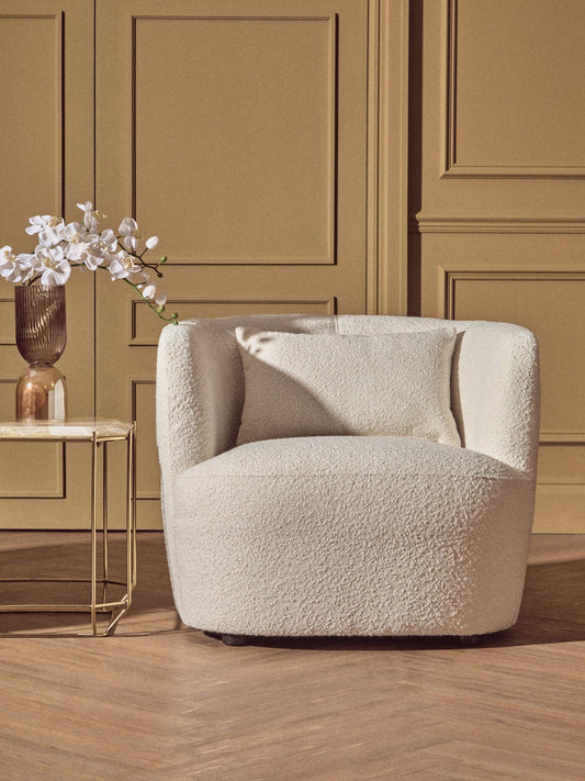 Bruge Textured Cream Curved Chair | Luxury Home Accessories | Heulog Glow