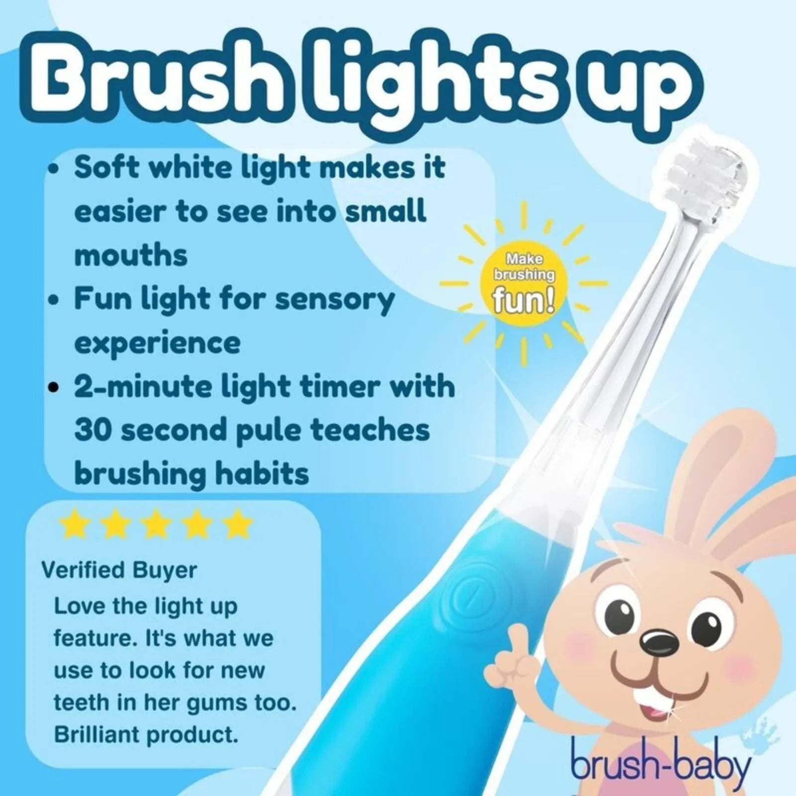 brush-baby BabySonic Electric Toothbrush 0-3 years - Blue | Luxury Home Accessories | Heulog Glow