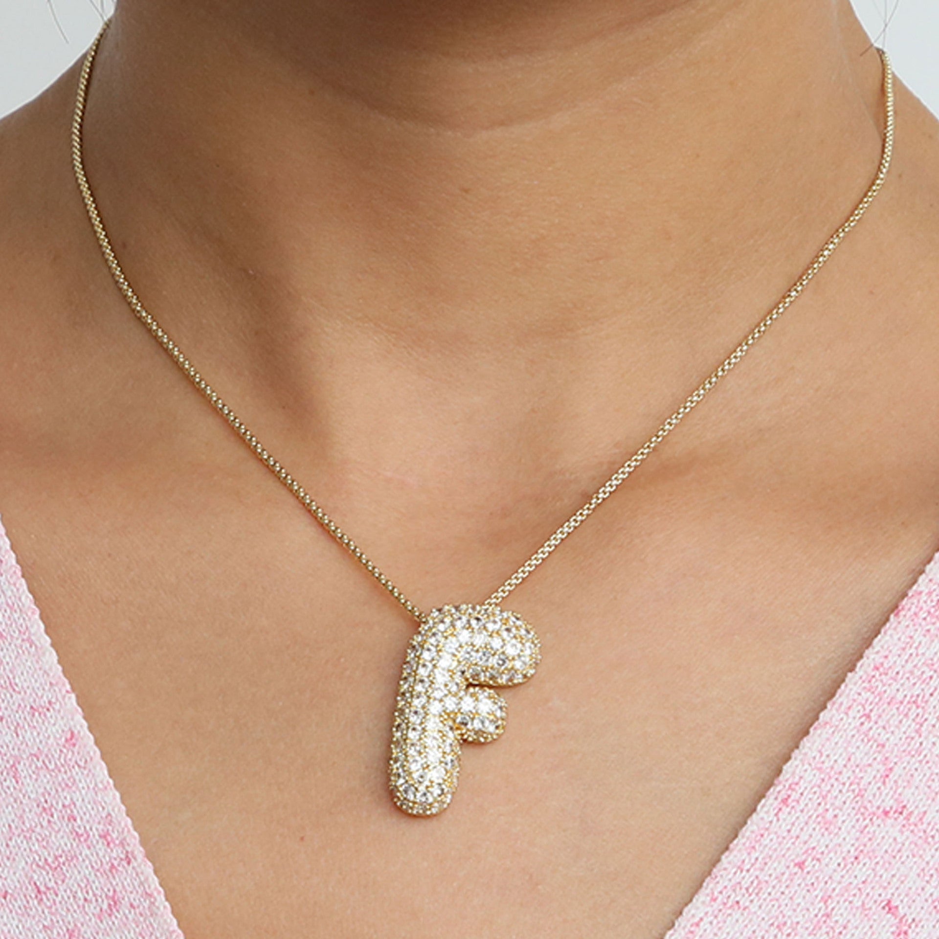 Bubble Initial Diamond Necklace | Luxury Home Accessories | Heulog Glow