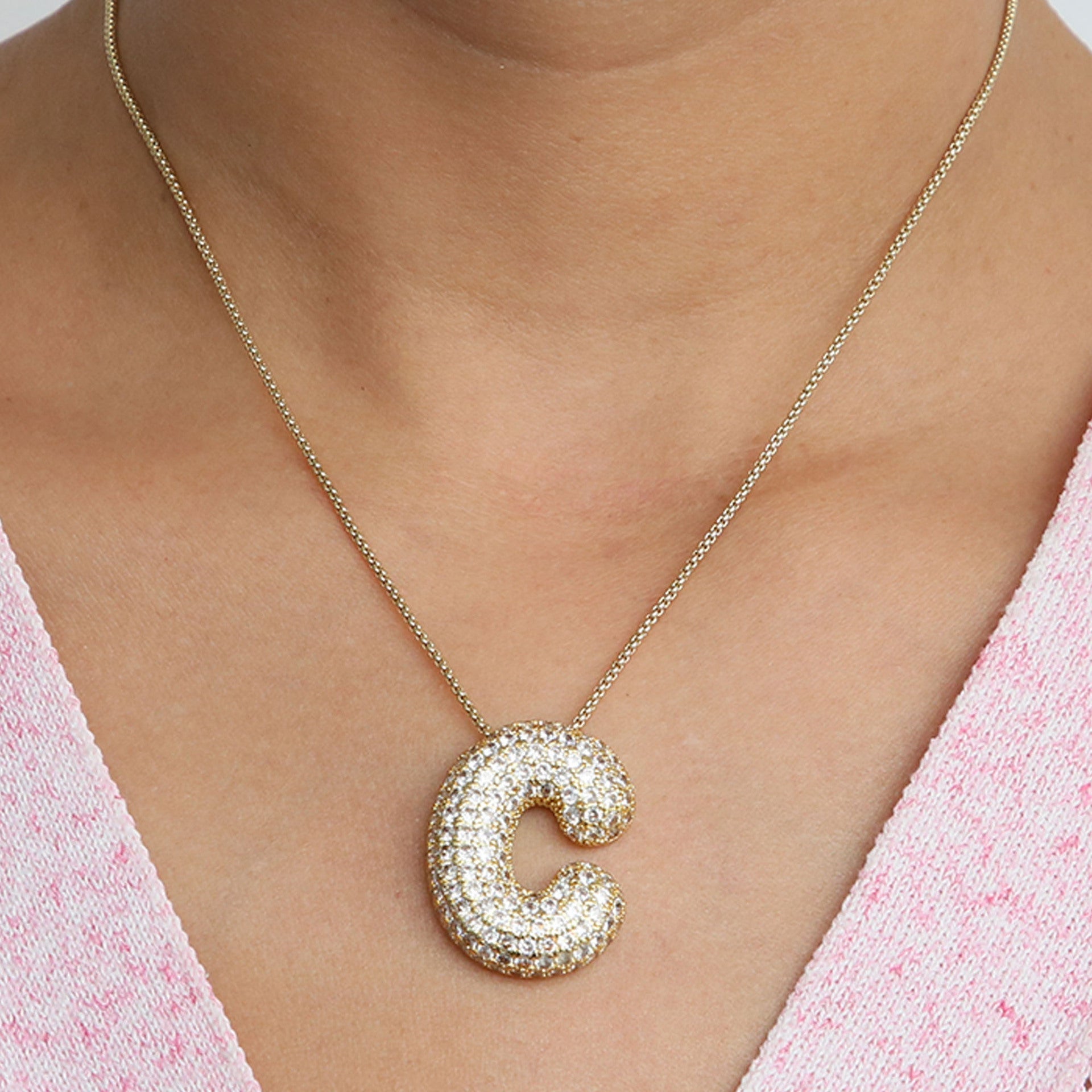 Bubble Initial Diamond Necklace | Luxury Home Accessories | Heulog Glow