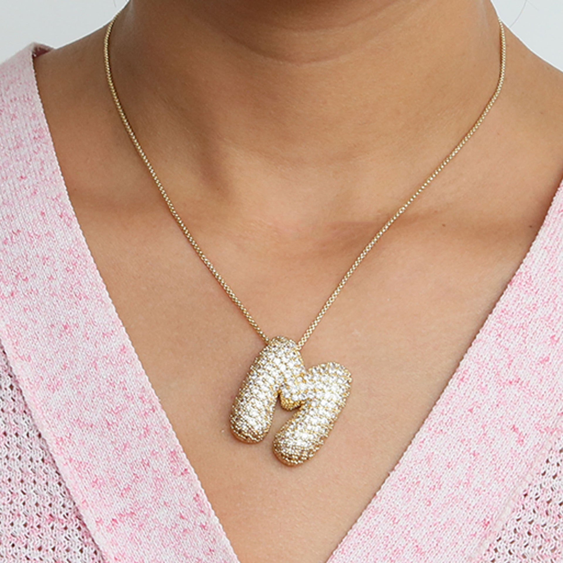 Bubble Initial Diamond Necklace | Luxury Home Accessories | Heulog Glow