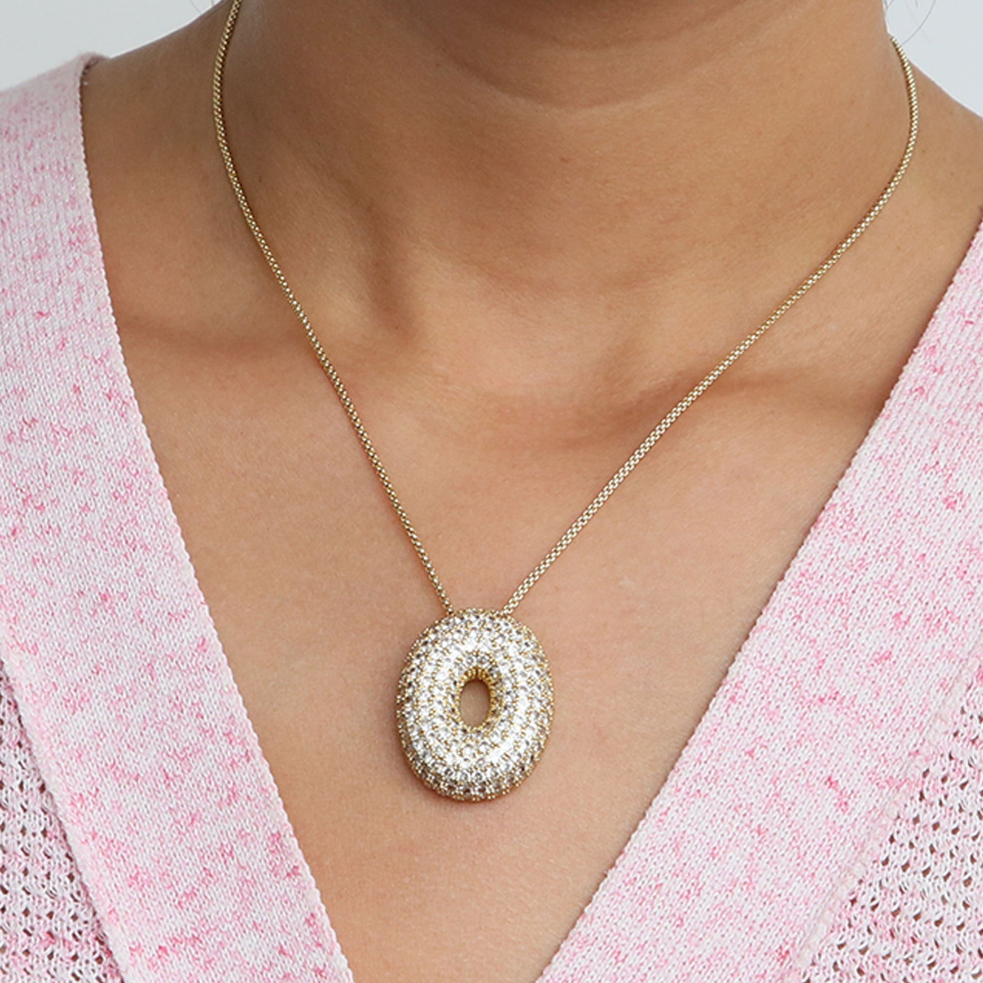 Bubble Initial Diamond Necklace | Luxury Home Accessories | Heulog Glow