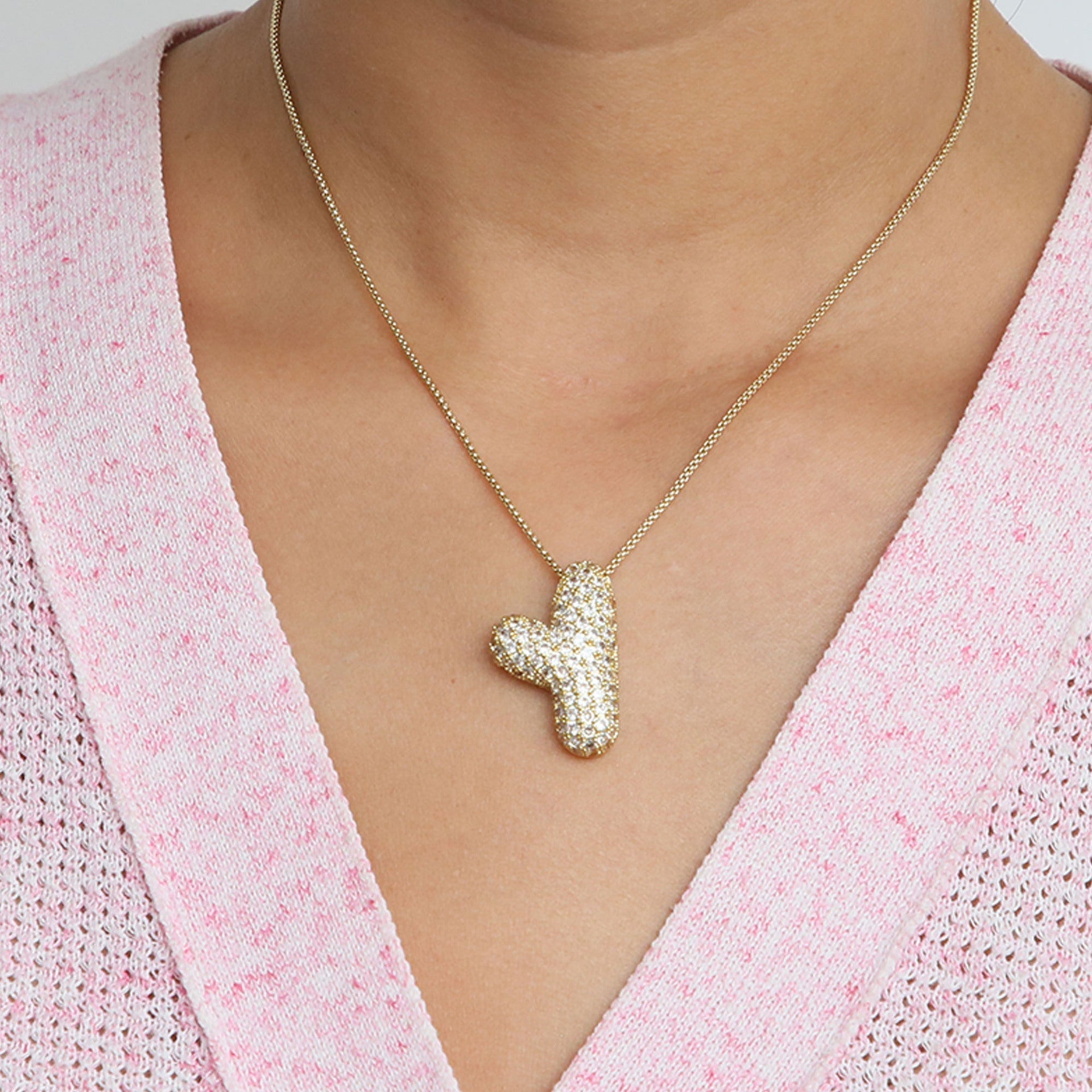 Bubble Initial Diamond Necklace | Luxury Home Accessories | Heulog Glow