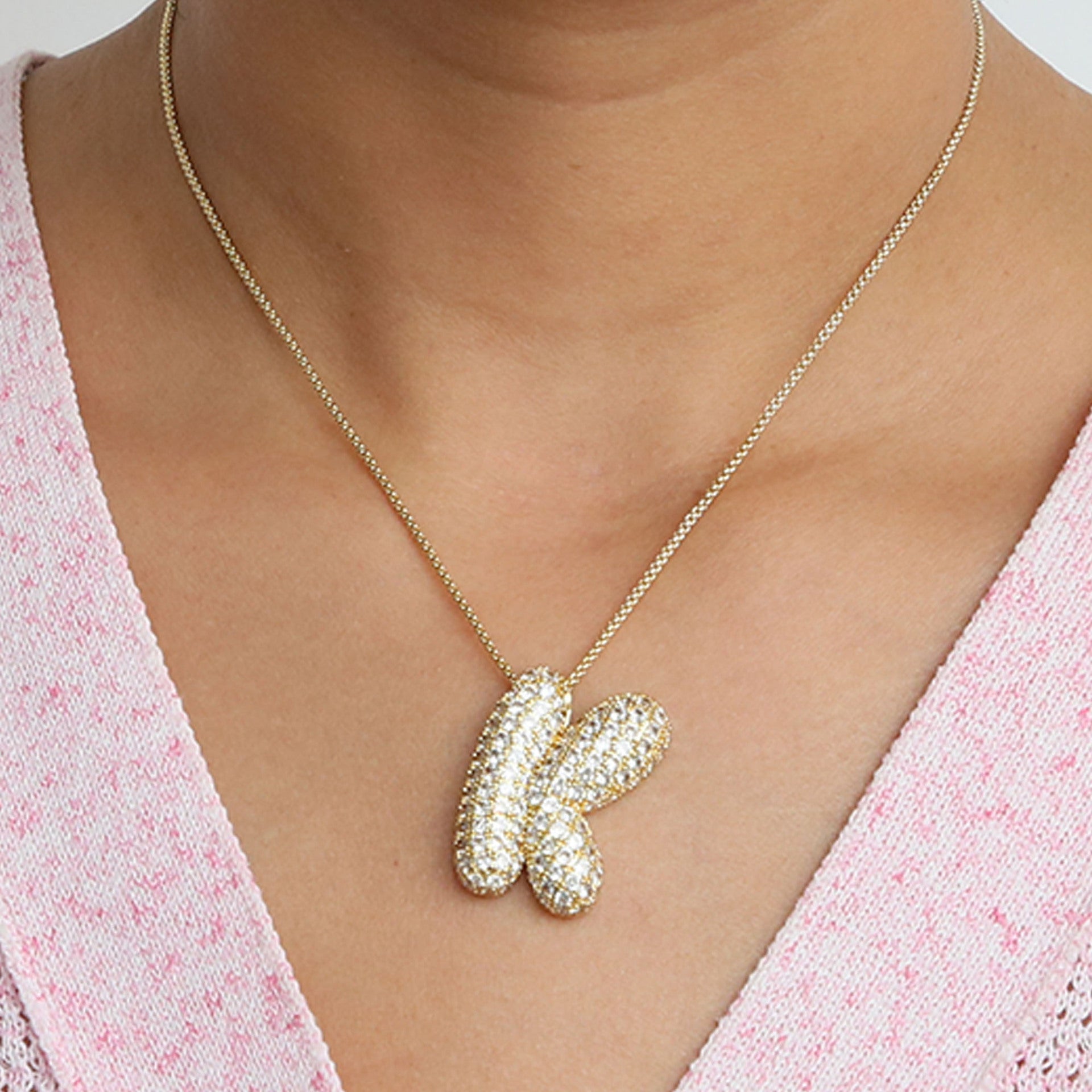 Bubble Initial Diamond Necklace | Luxury Home Accessories | Heulog Glow