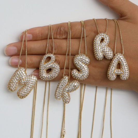 Bubble Initial Diamond Necklace | Luxury Home Accessories | Heulog Glow