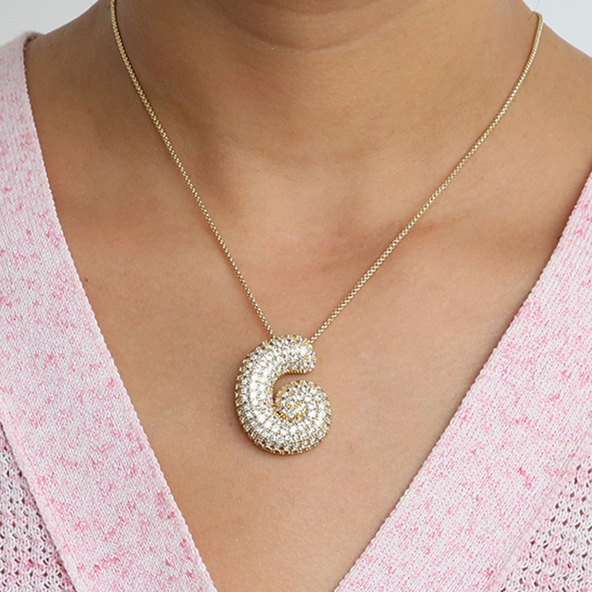 Bubble Initial Diamond Necklace | Luxury Home Accessories | Heulog Glow