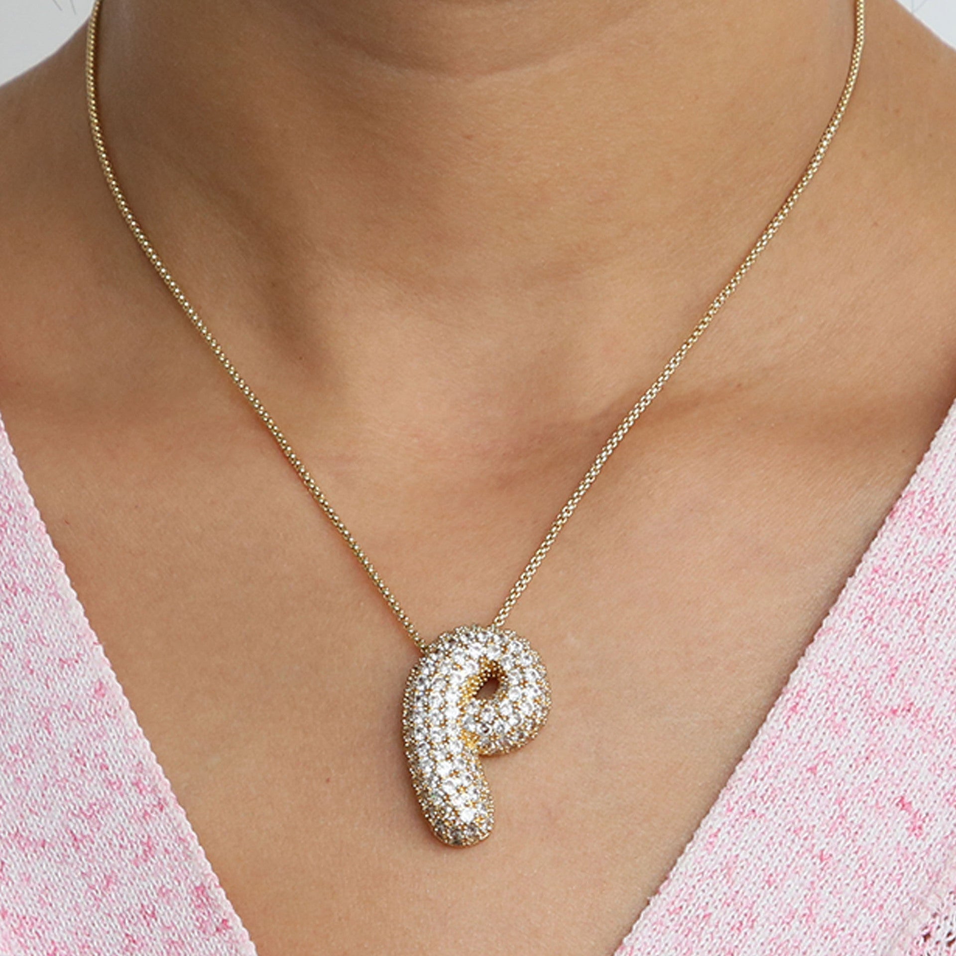 Bubble Initial Diamond Necklace | Luxury Home Accessories | Heulog Glow