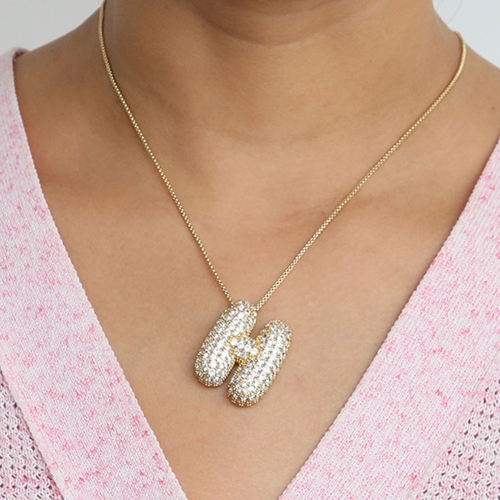 Bubble Initial Diamond Necklace | Luxury Home Accessories | Heulog Glow