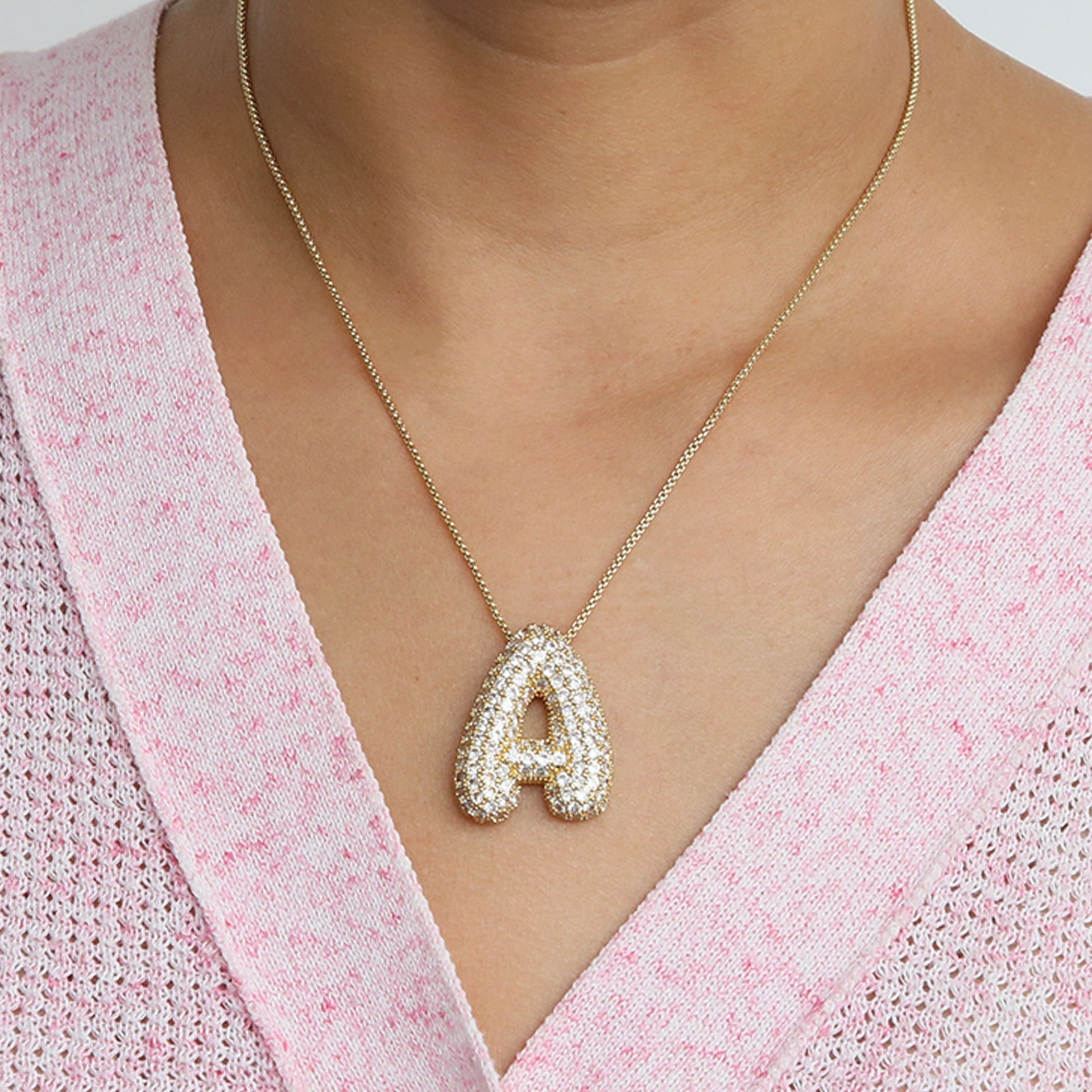 Bubble Initial Diamond Necklace | Luxury Home Accessories | Heulog Glow