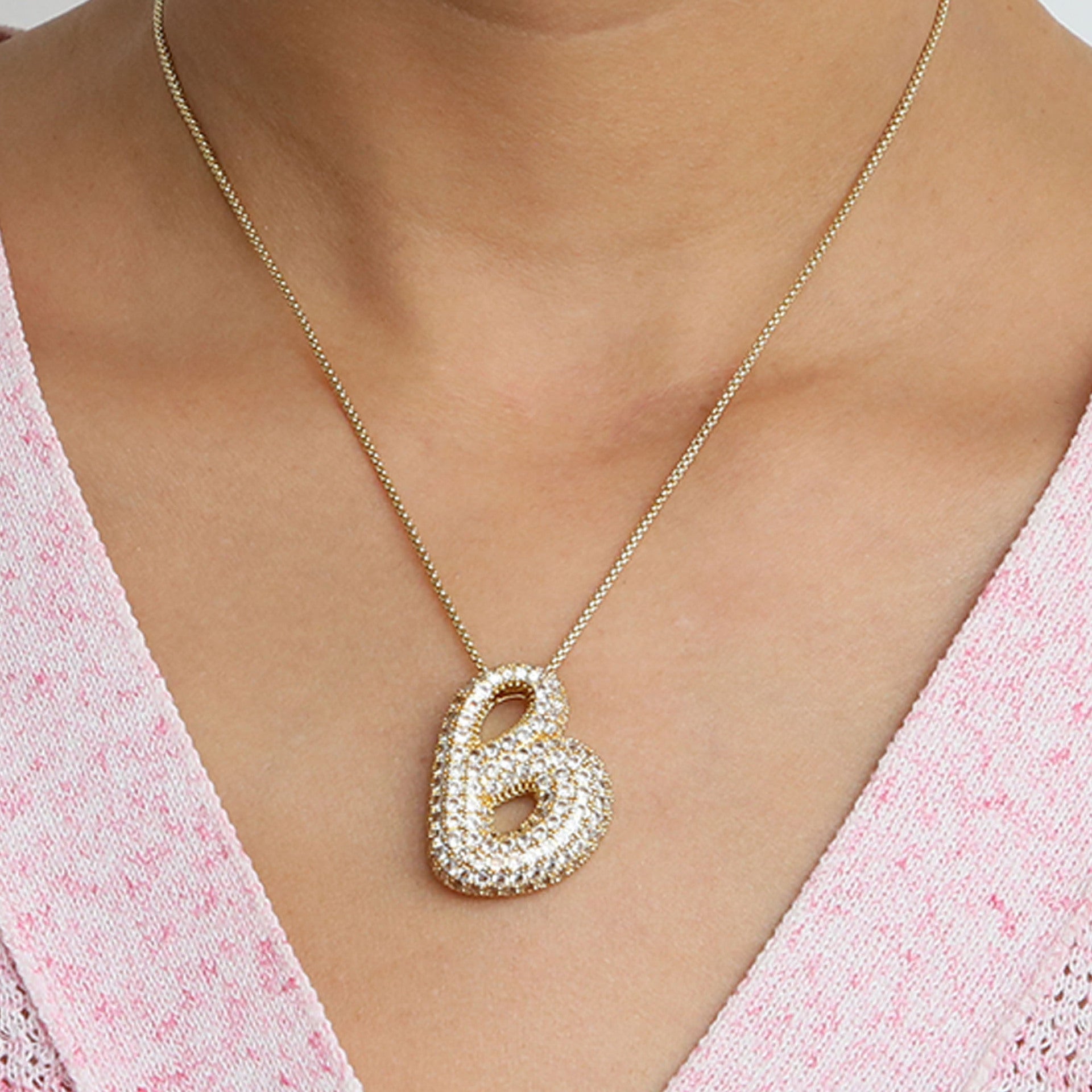 Bubble Initial Diamond Necklace | Luxury Home Accessories | Heulog Glow