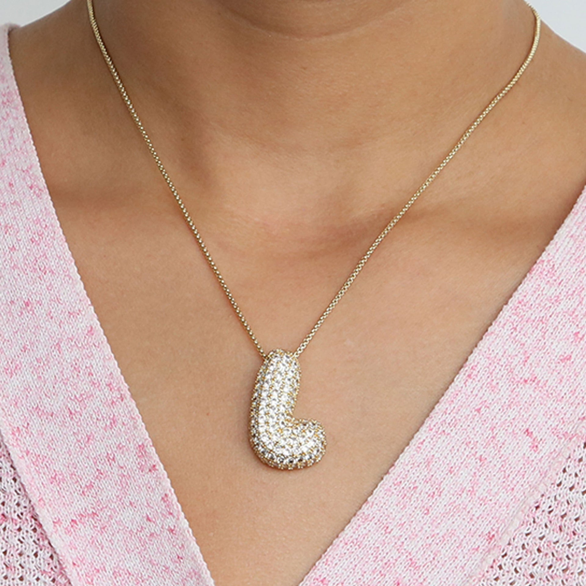 Bubble Initial Diamond Necklace | Luxury Home Accessories | Heulog Glow