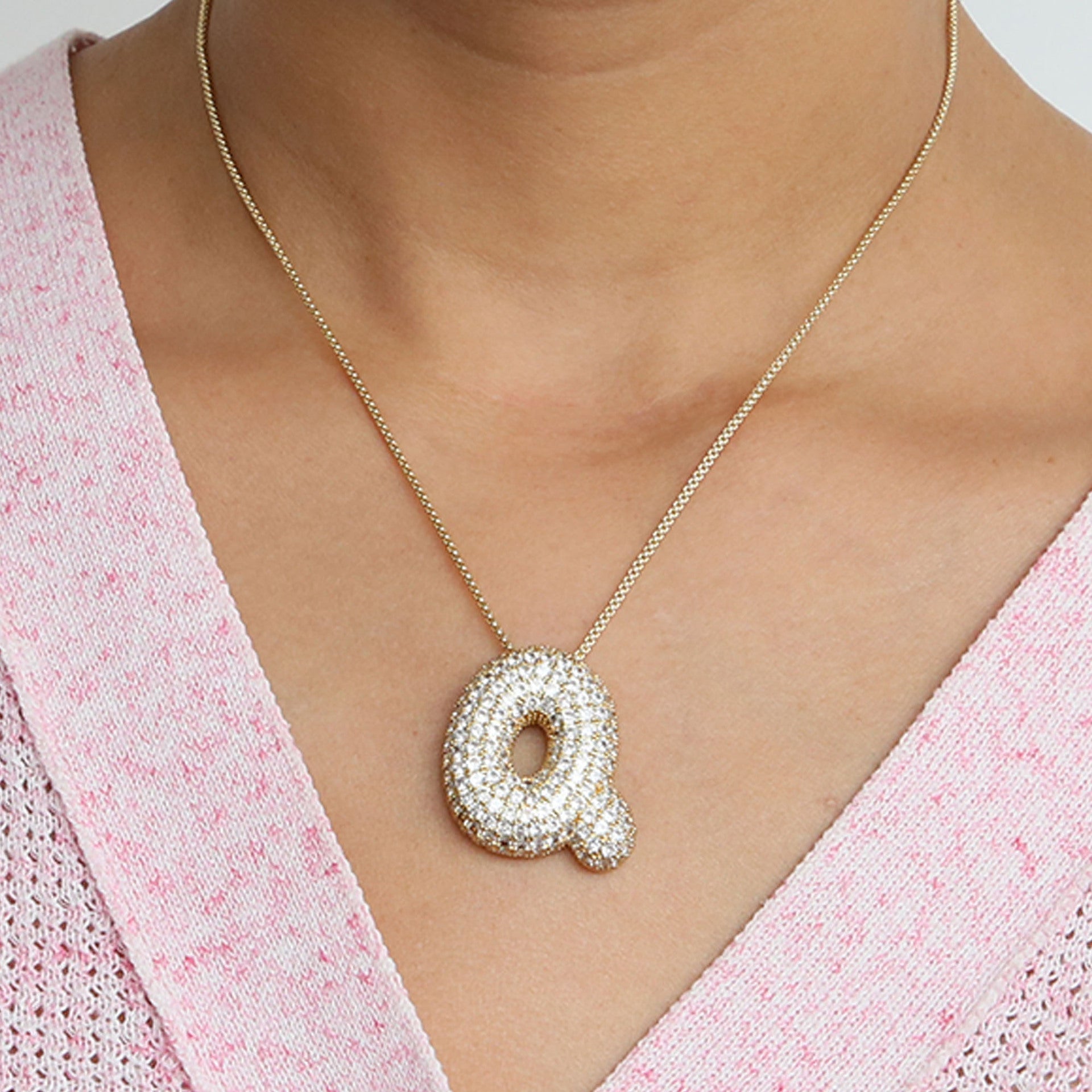 Bubble Initial Diamond Necklace | Luxury Home Accessories | Heulog Glow