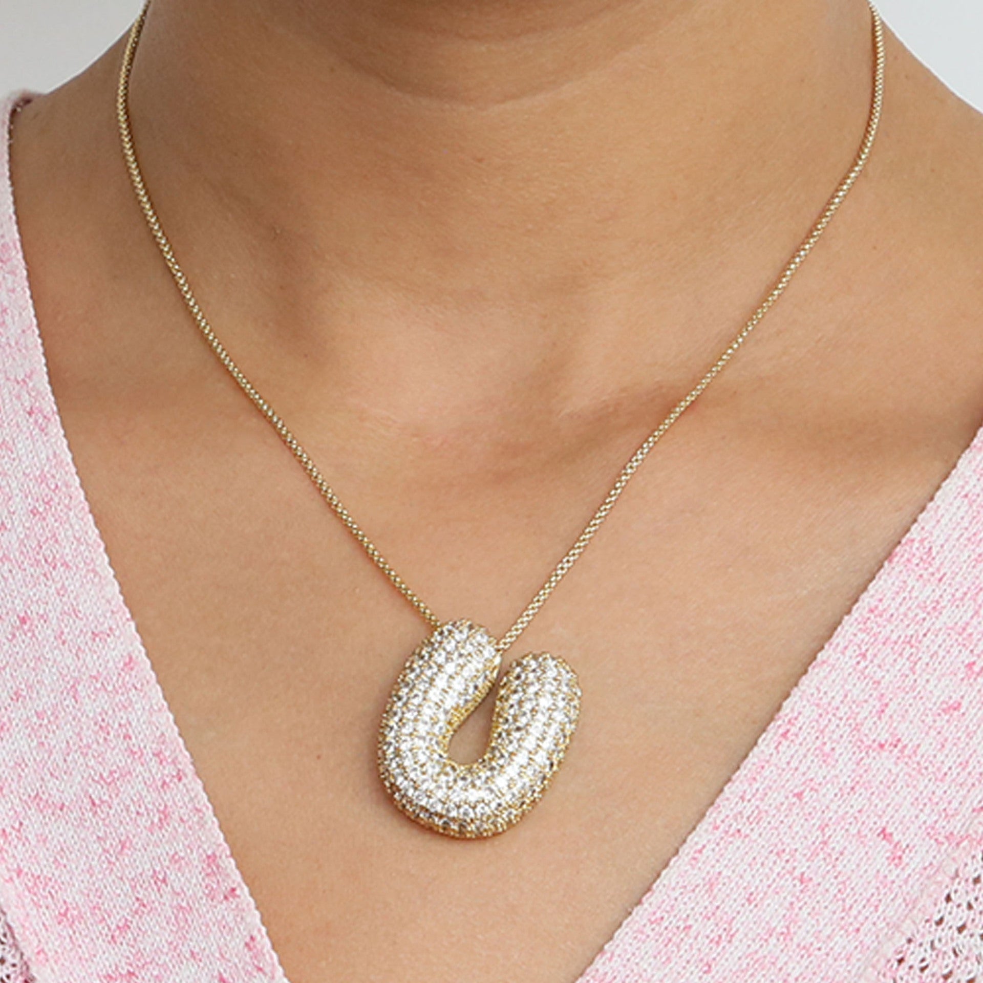 Bubble Initial Diamond Necklace | Luxury Home Accessories | Heulog Glow