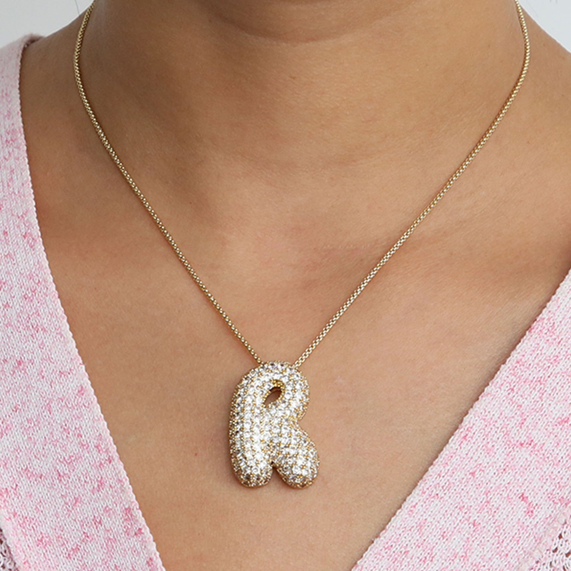 Bubble Initial Diamond Necklace | Luxury Home Accessories | Heulog Glow
