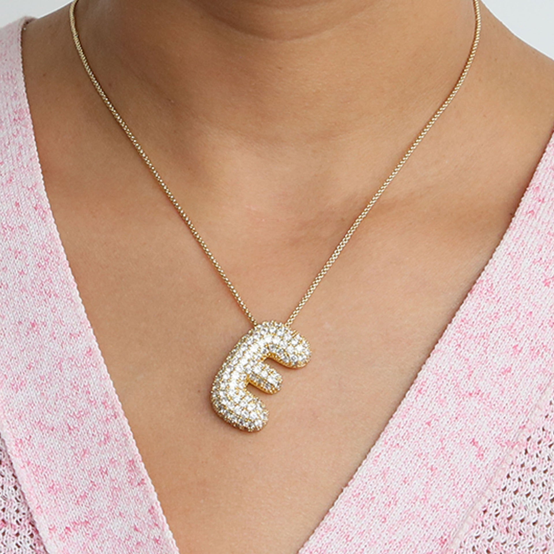 Bubble Initial Diamond Necklace | Luxury Home Accessories | Heulog Glow