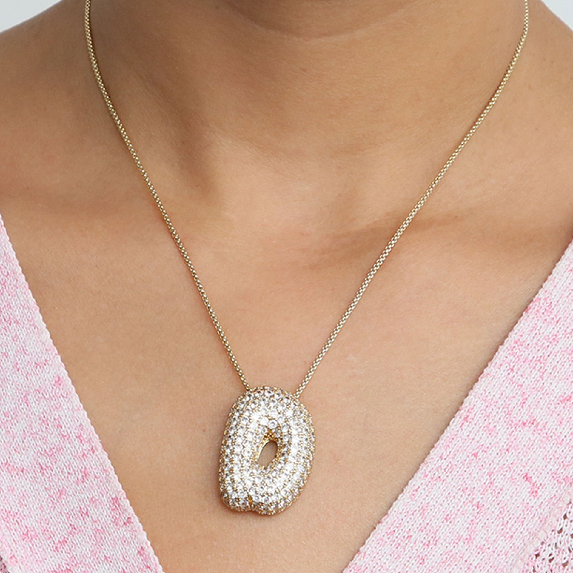 Bubble Initial Diamond Necklace | Luxury Home Accessories | Heulog Glow