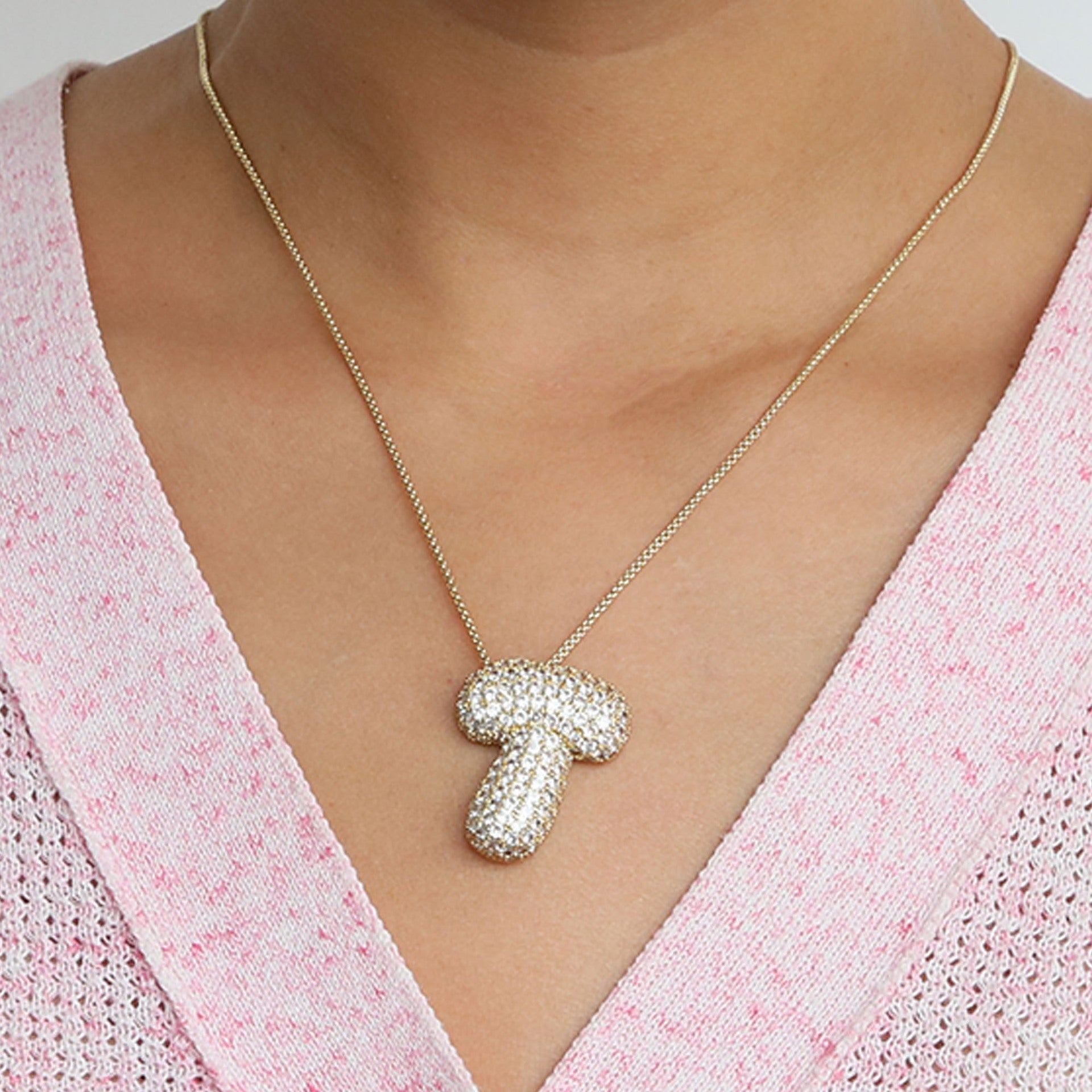 Bubble Initial Diamond Necklace | Luxury Home Accessories | Heulog Glow