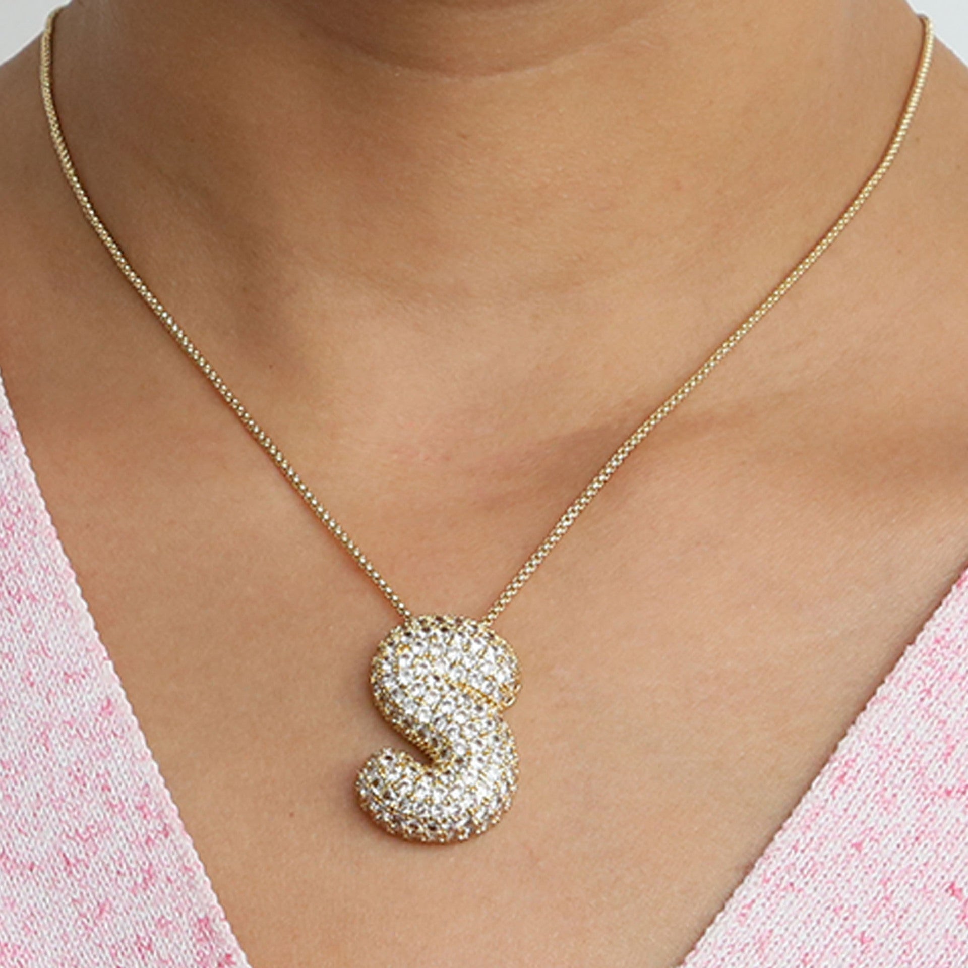 Bubble Initial Diamond Necklace | Luxury Home Accessories | Heulog Glow