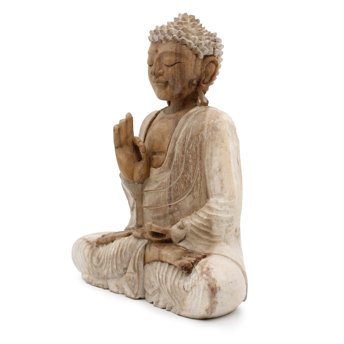 Buddha Statue Whitewash - 30cm Teaching Transmission | Luxury Home Accessories | Heulog Glow