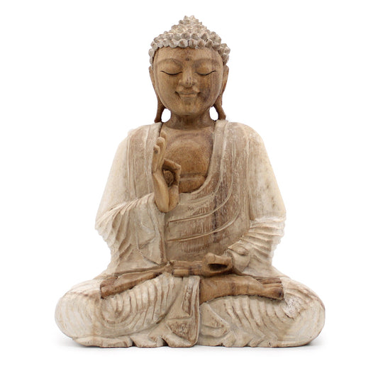 Buddha Statue Whitewash - 30cm Teaching Transmission | Luxury Home Accessories | Heulog Glow