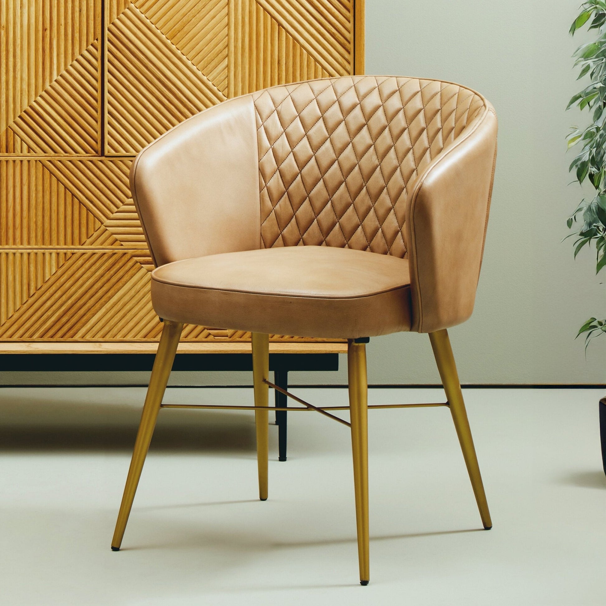 Buffalo Grey Leather Chair With Gold Finish Legs | Luxury Home Accessories | Heulog Glow