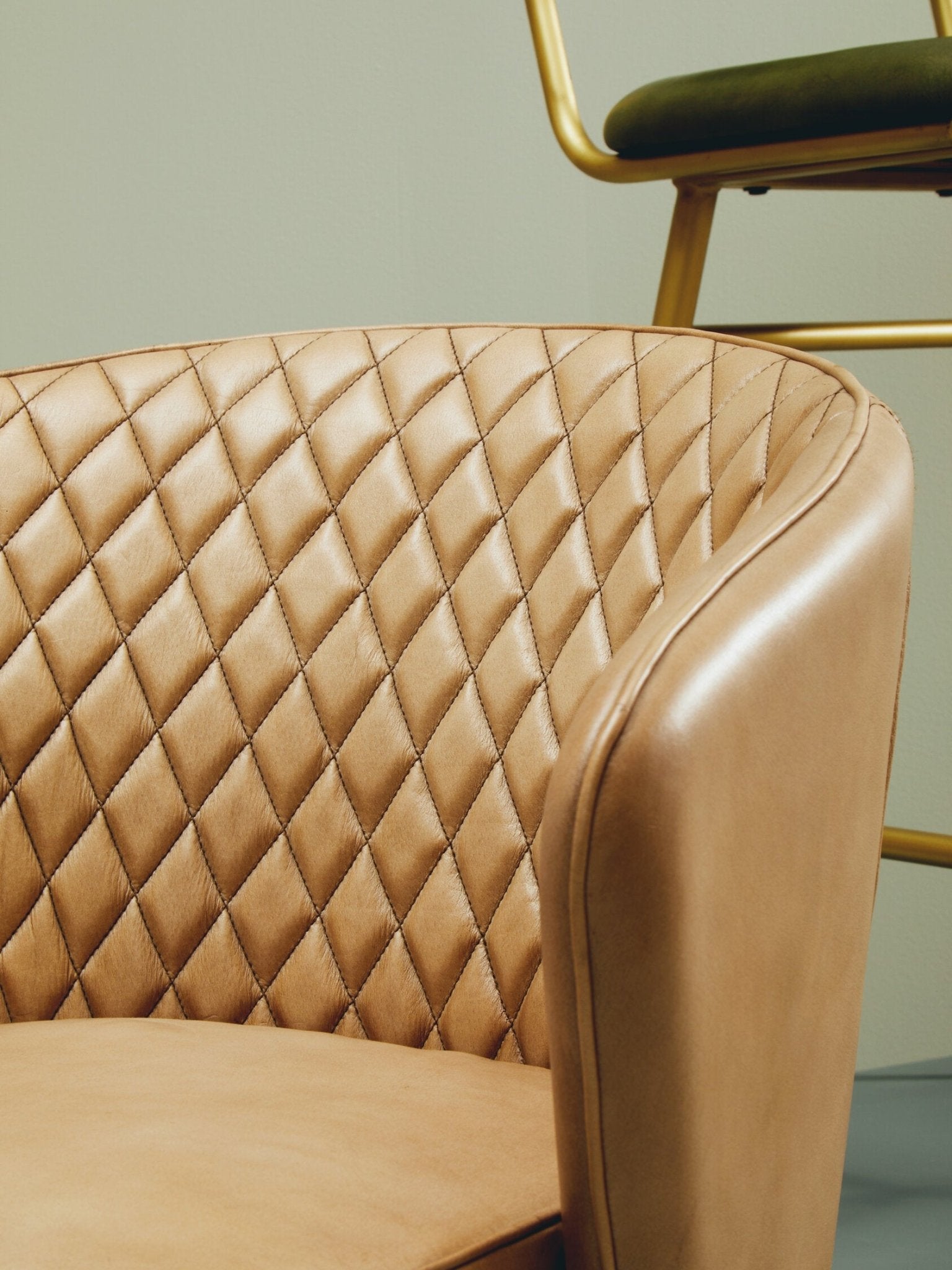Buffalo Grey Leather Chair With Gold Finish Legs | Luxury Home Accessories | Heulog Glow