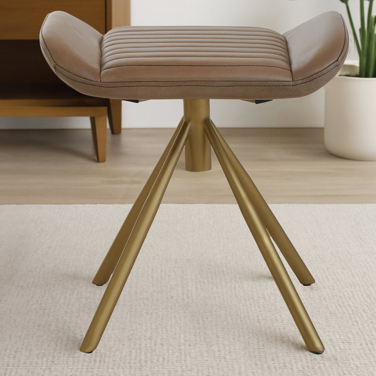 Buffalo Grey Leather Footstool | Luxury Home Accessories | Heulog Glow
