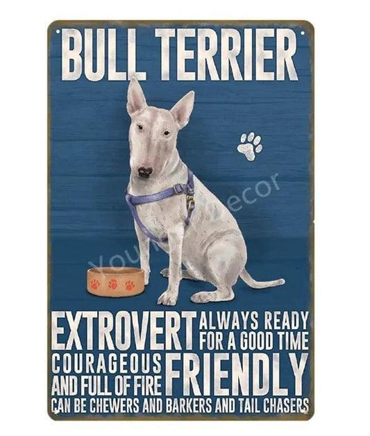 Bull Terrier Dog Tin Sign | Luxury Home Accessories | Heulog Glow