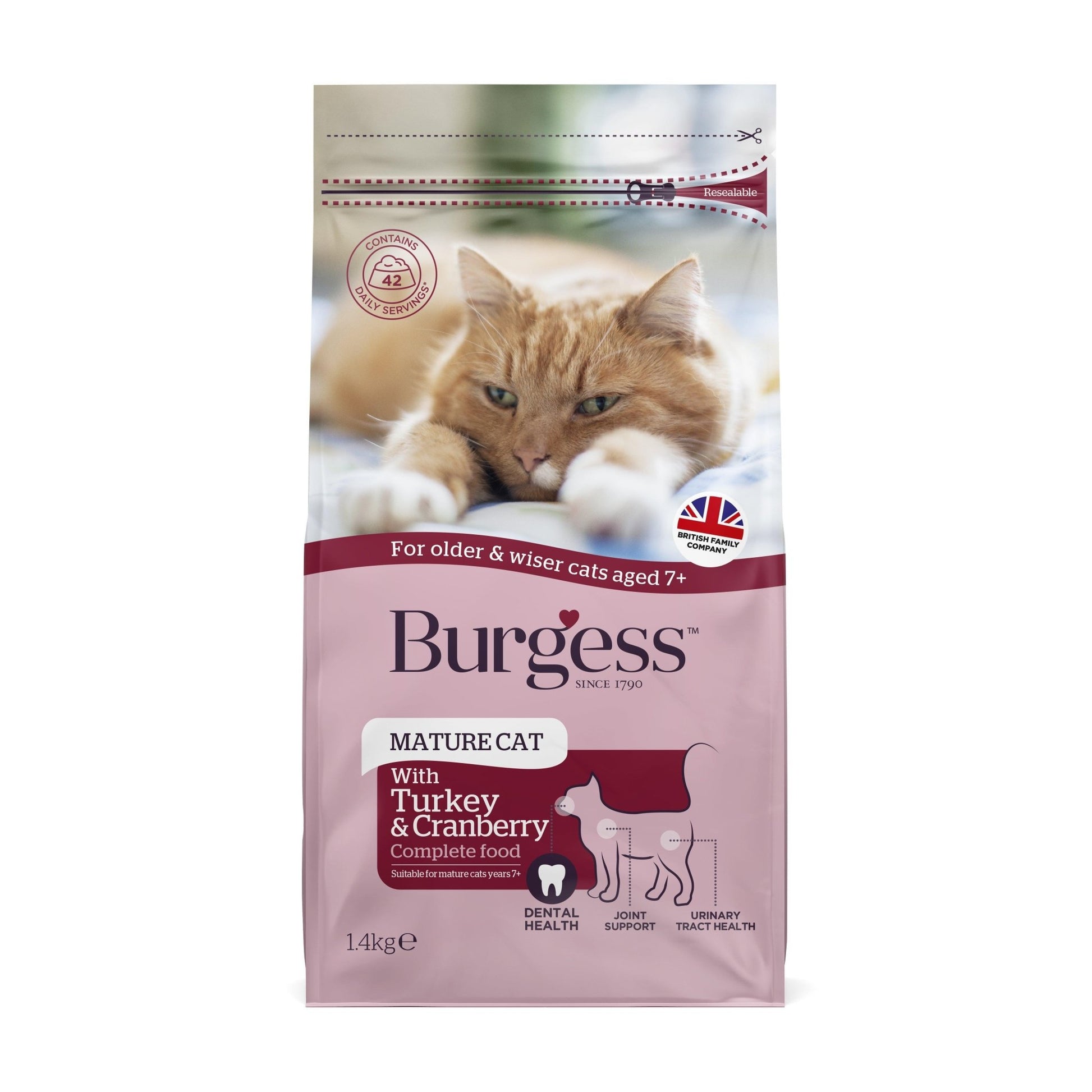 Burgess Mature Cat Turkey & Cranberry 1.4kg | Luxury Home Accessories | Heulog Glow