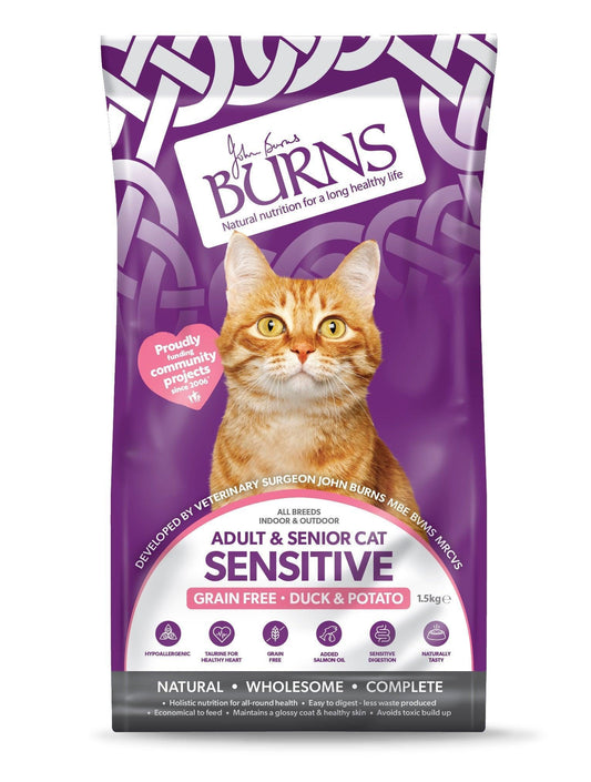 Burns Sensitive Cat Grain Free Duck & Pot | Luxury Home Accessories | Heulog Glow