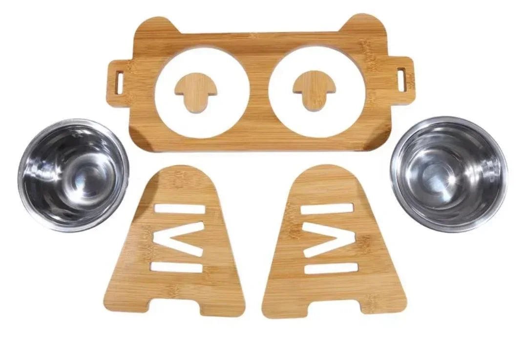 Burnwood Adjustable Dog Bowl & Stand | Luxury Home Accessories | Heulog Glow