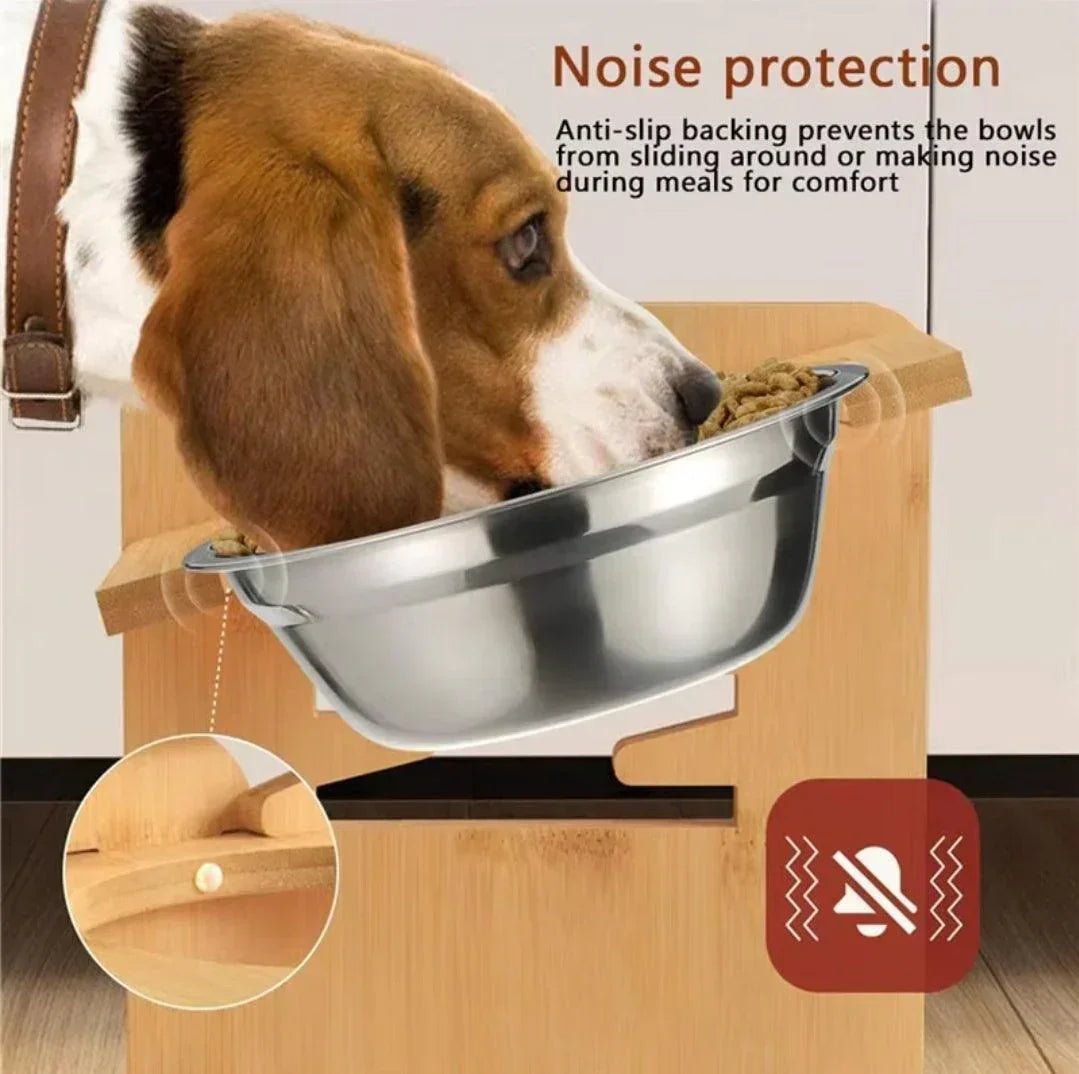 Burnwood Adjustable Dog Bowl & Stand | Luxury Home Accessories | Heulog Glow