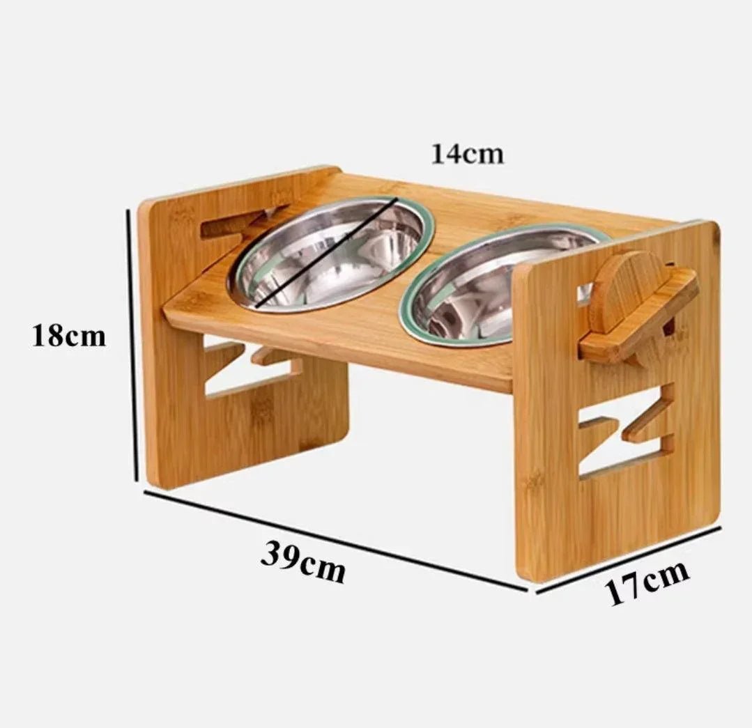 Burnwood Adjustable Dog Bowl & Stand | Luxury Home Accessories | Heulog Glow
