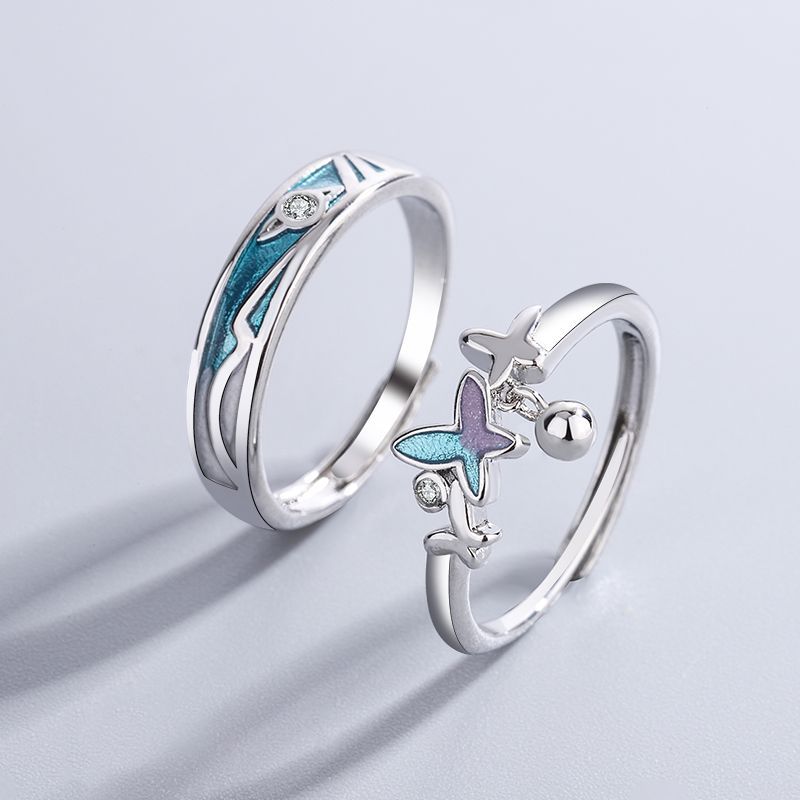 Butterfly Couple Ring Pair Ring Simple Valentine's Day Gift | Luxury Home Accessories | Heulog Glow