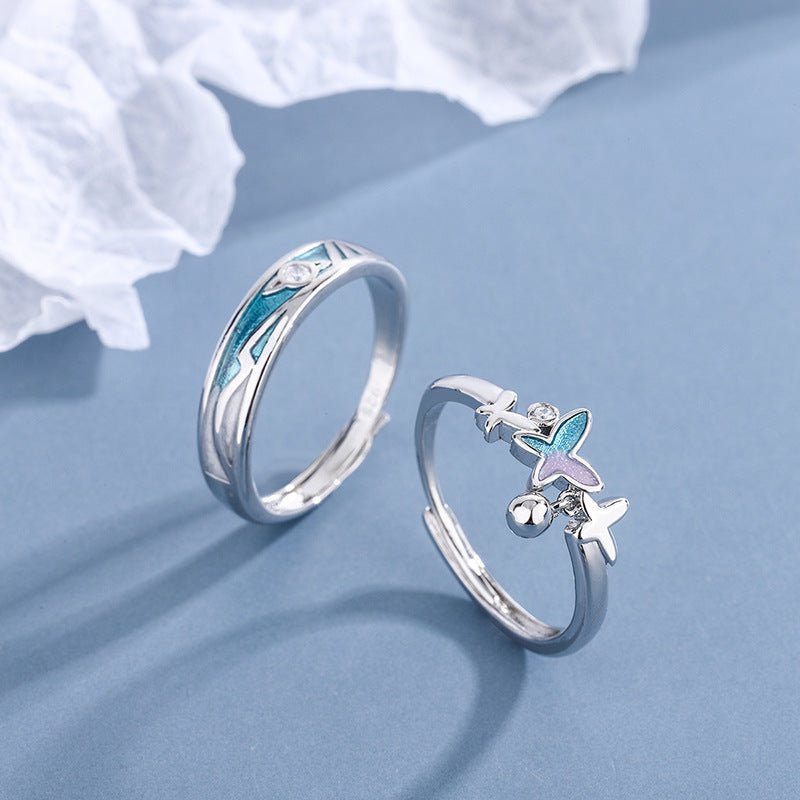 Butterfly Couple Ring Pair Ring Simple Valentine's Day Gift | Luxury Home Accessories | Heulog Glow