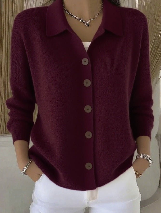 Button-knitted Lapel Sweater Cardigan Coat For Women | Luxury Home Accessories | Heulog Glow