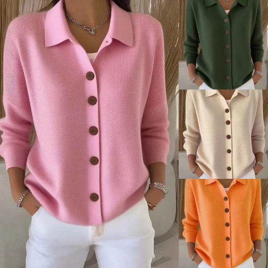 Button-knitted Lapel Sweater Cardigan Coat For Women | Luxury Home Accessories | Heulog Glow