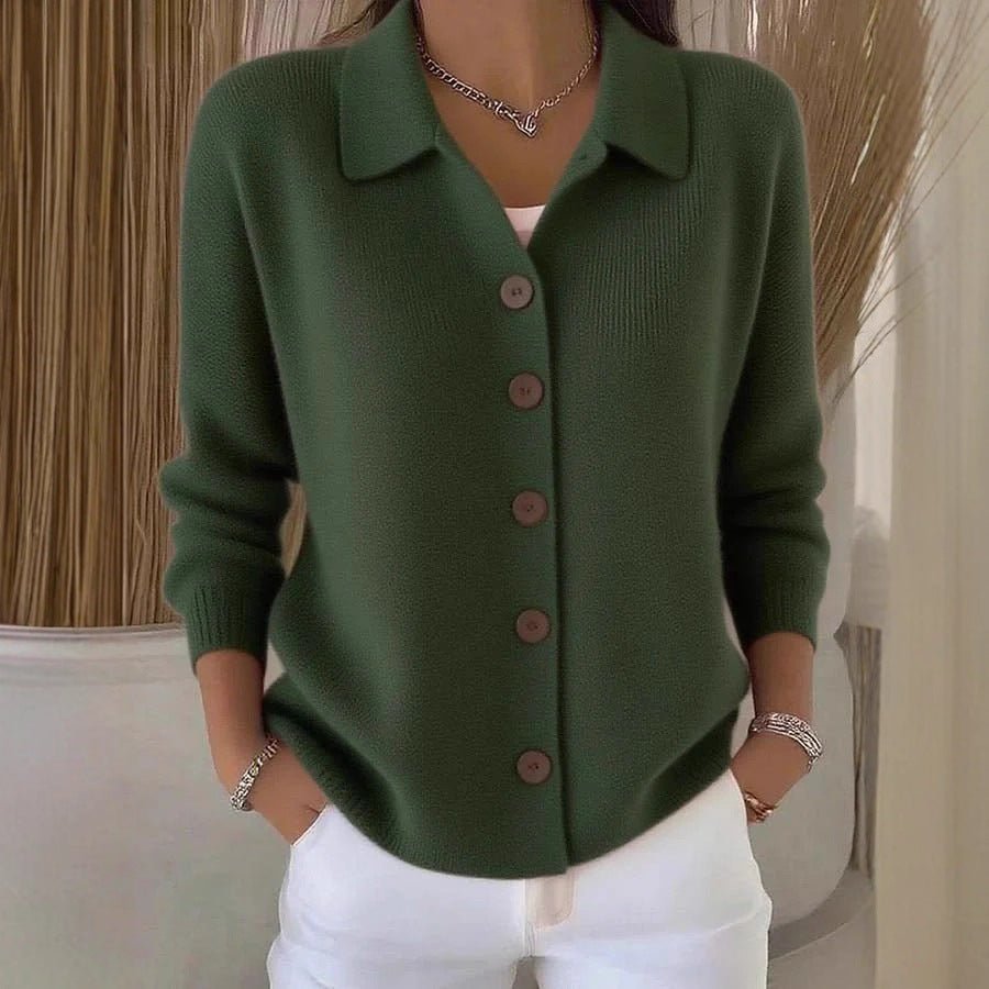 Button-knitted Lapel Sweater Cardigan Coat For Women | Luxury Home Accessories | Heulog Glow