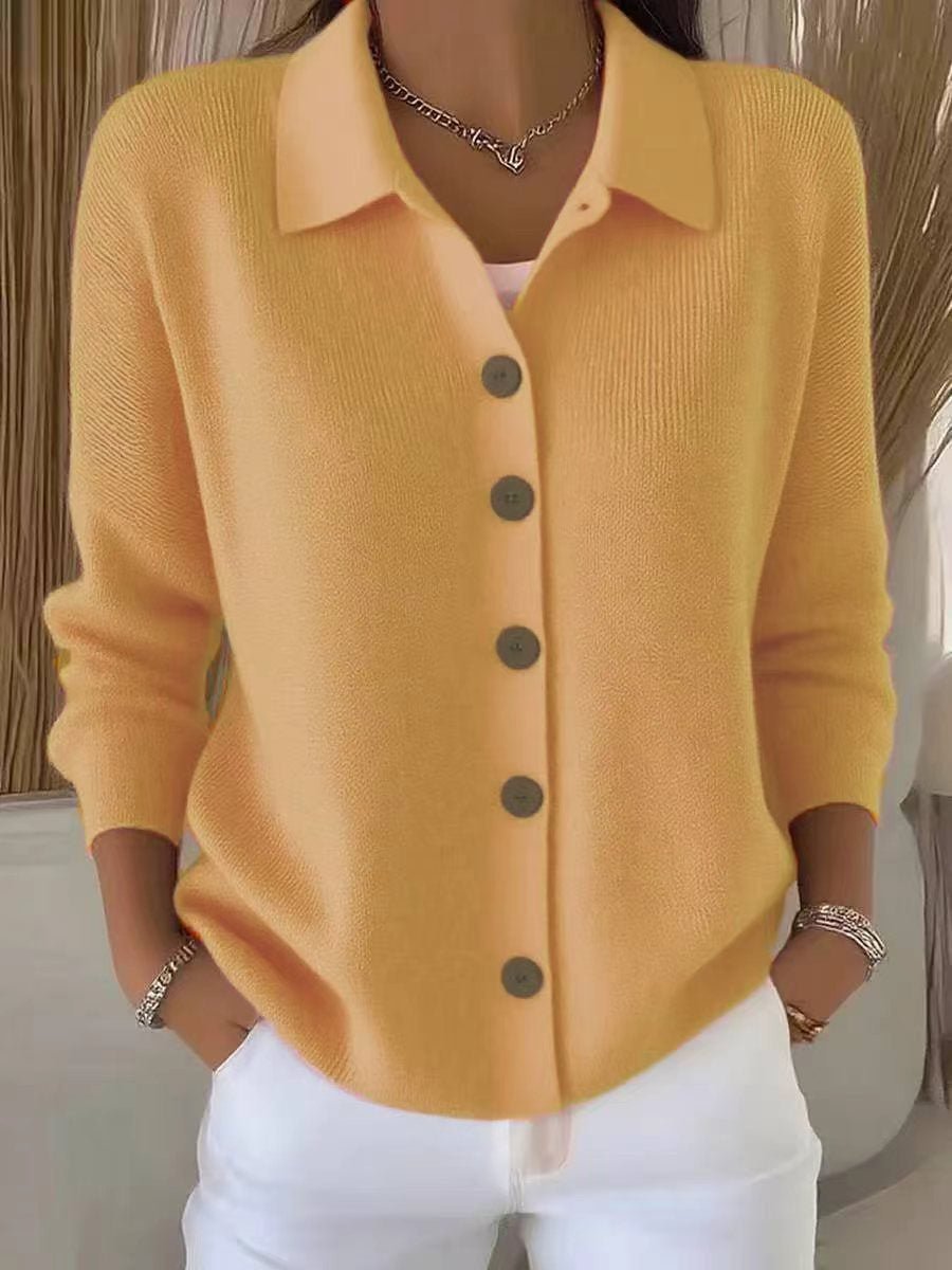 Button-knitted Lapel Sweater Cardigan Coat For Women | Luxury Home Accessories | Heulog Glow