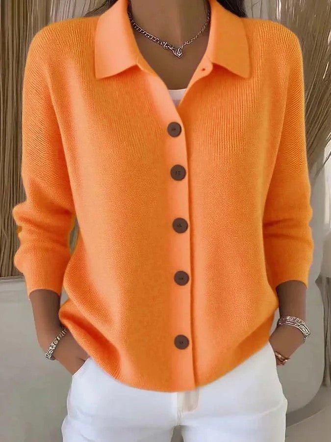 Button-knitted Lapel Sweater Cardigan Coat For Women | Luxury Home Accessories | Heulog Glow