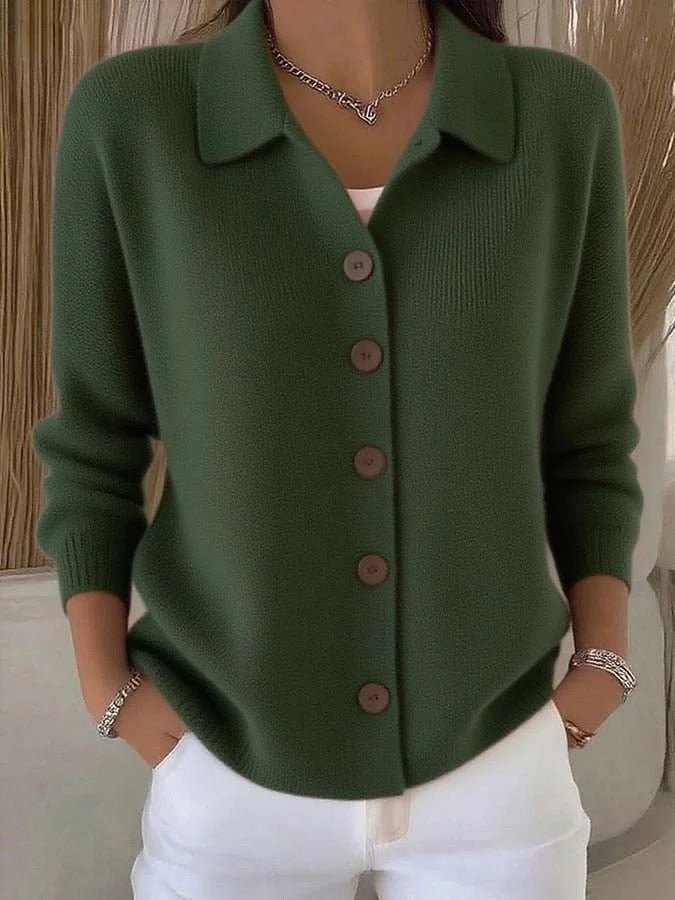 Button-knitted Lapel Sweater Cardigan Coat For Women | Luxury Home Accessories | Heulog Glow